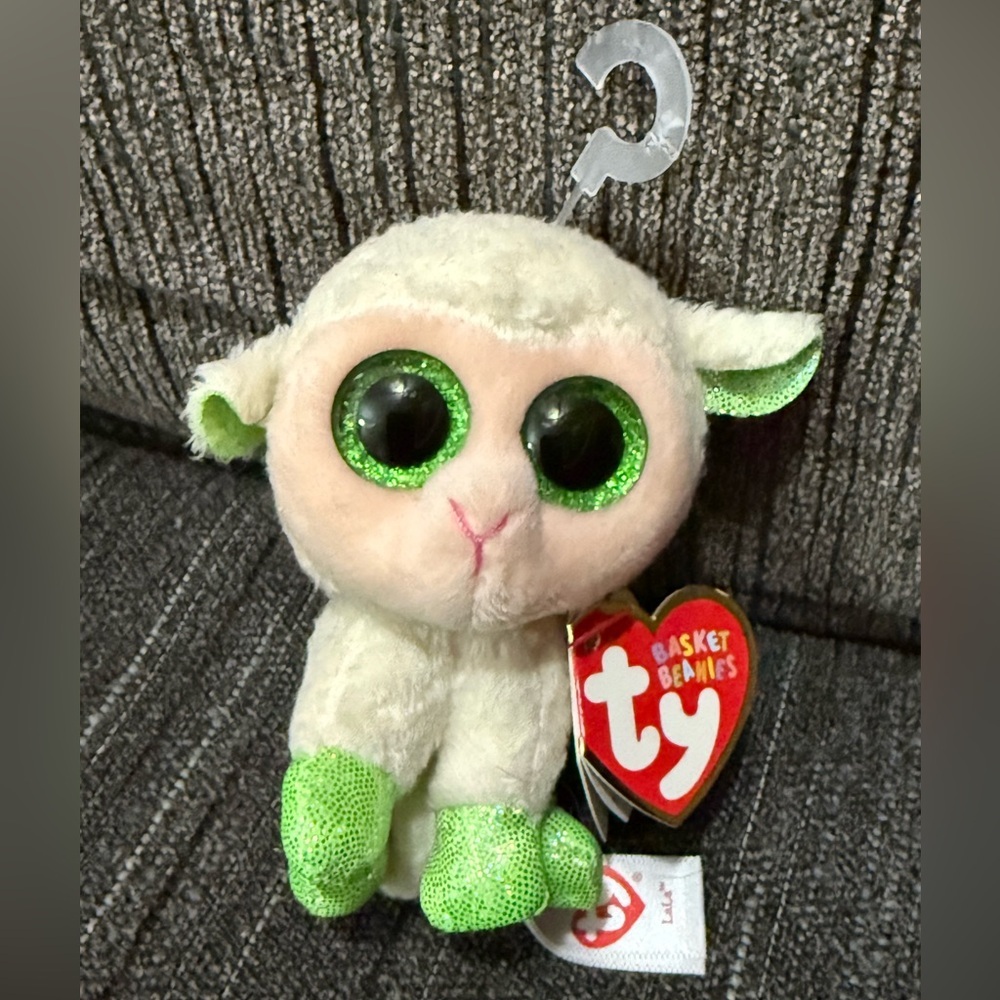 Ty Basket Beanies LaLa Plush with Green Highlights